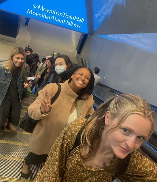 BUSSW students on elevator in NYC