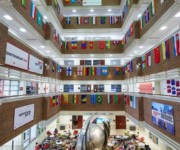 An image of a mezzanine in one of Boston University's glorious buildings.