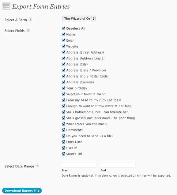 Export Form Entries