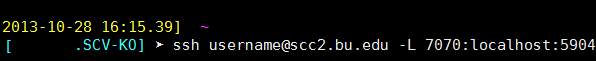 Command-line interface displaying port forwarding command options using MobaXterm on a black background with blue and yellow text.