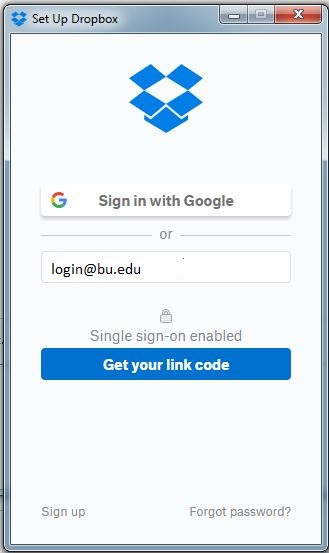 Dropbox Get your link code