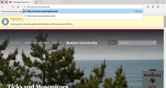 MyBUworks Add URL to IE browser