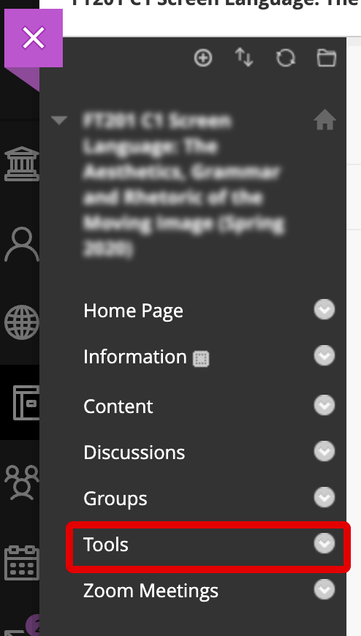 Click on the Tools link in the course menu.