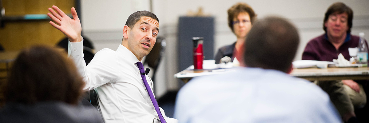 Dean Sandro Galea participates in the Mid-Career Faculty Leadership Program: Challenges and Opportunities in Academic Health Sciences on Thursday, February 4, 2016 at The Photonics Building Photo By Jackie Ricciardi for Boston University Photography