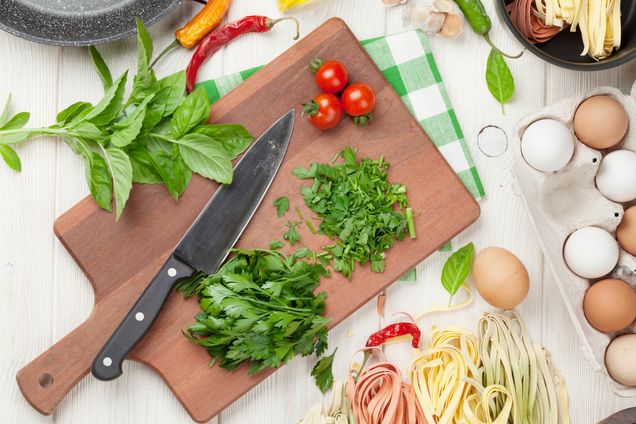 Pasta cooking ingredients and utensils