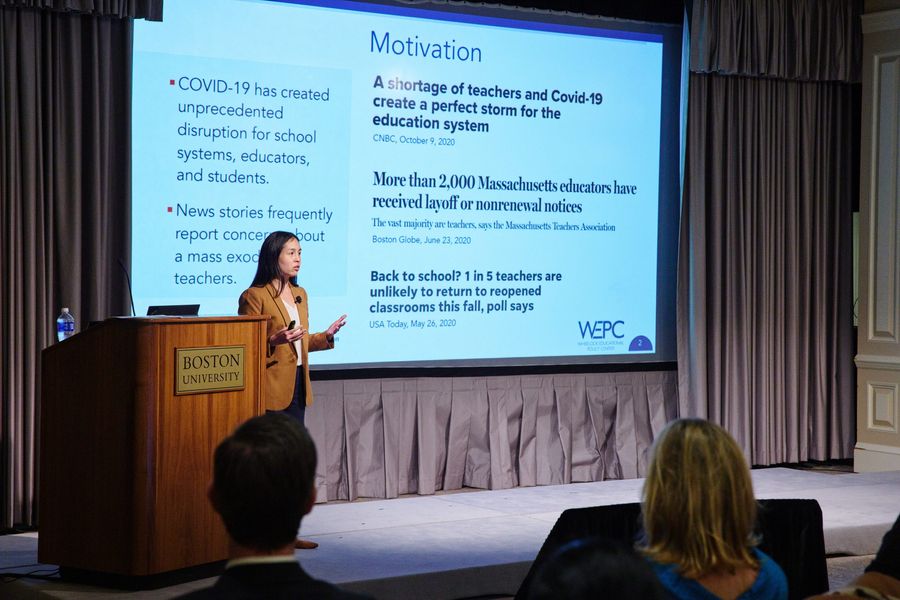 Dr. Olivia Chi presents research findings during the 2022 BU Wheelock Forum