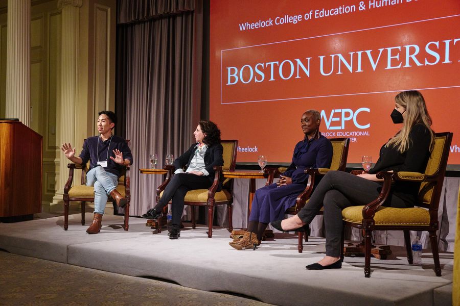 Four panelists at the 2022 BU Wheelock Forum
