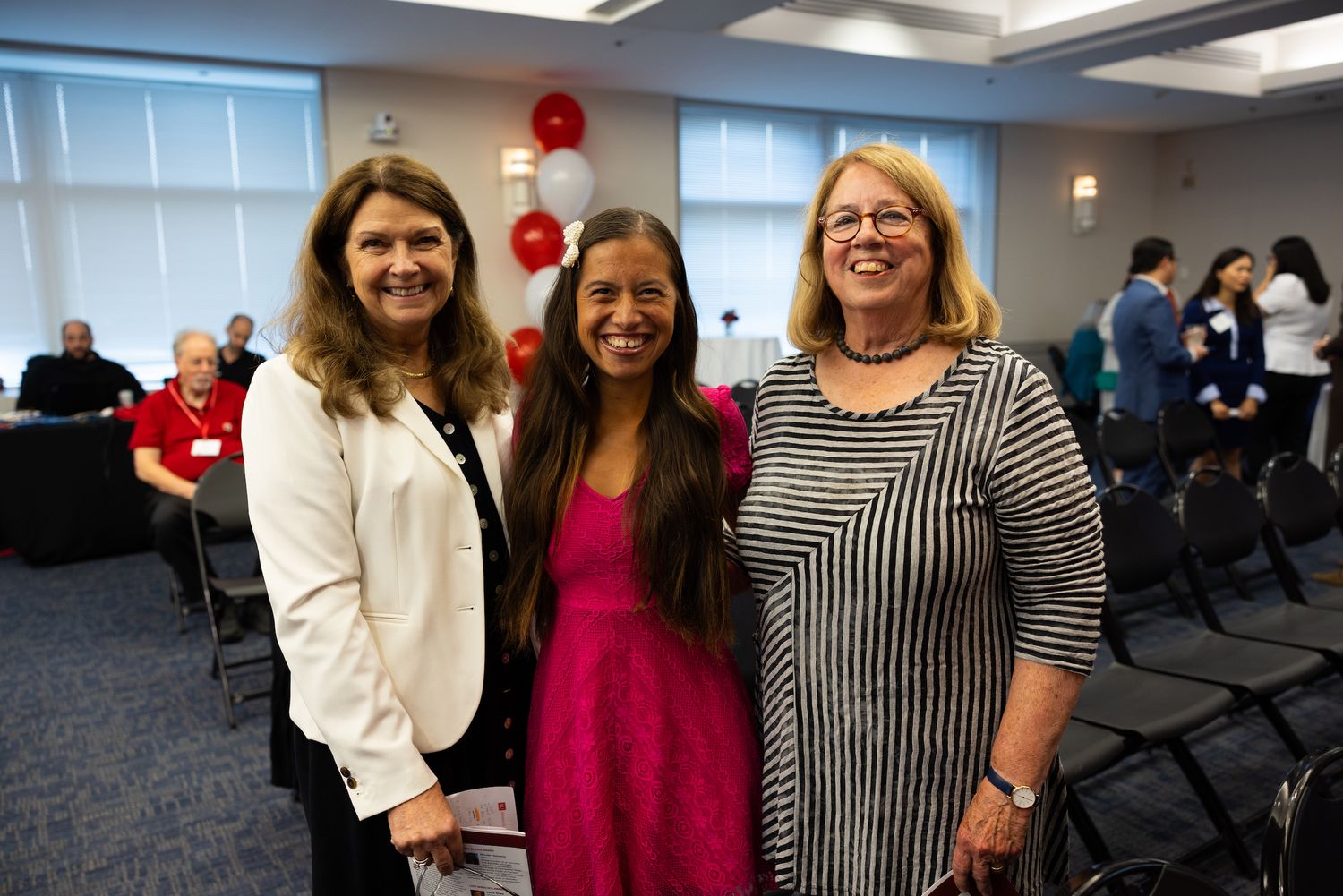 Jane Lannak, Award Winner Nicole Hommerin, and retired professor Marica Edson posed for photo
