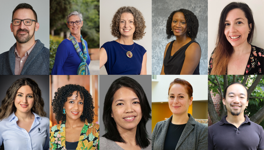 Headshots of the 2024 faculty on the top row from left to right Tj Mckenna, Sherri Hughes, Penny Bishop, Johanna Milord, Lauren Funk. On the bottom from left to right, Ihsan Ghazal, Jalene Tamerat, Pia Caromorigan, Ola Ozernov-Palchik, Michael Chang