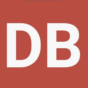 White letters D and B on red background